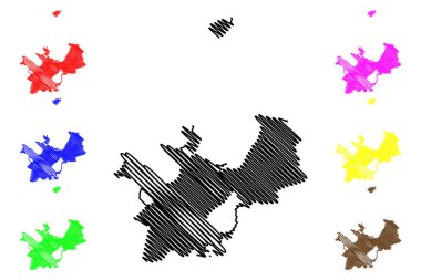 Tallinn Şehri (Estonya Cumhuriyeti, Harju) harita vektör illüstrasyonu, çizim şehri Reval harita çizimi