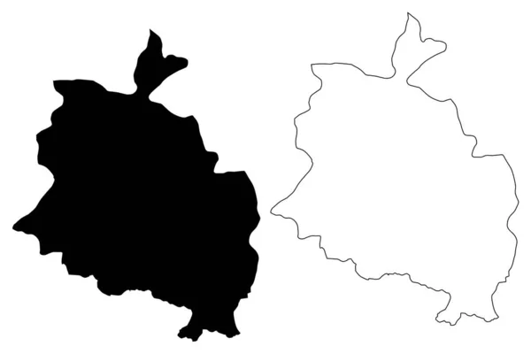 Caza Tchoukha Districts Bhoutan Royaume Bhoutan Illustration Vectorielle Carte Croquis — Image vectorielle