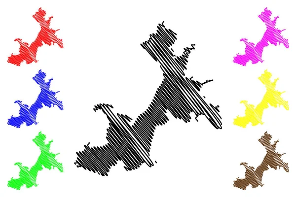 乌法市 俄罗斯联邦 地图矢量图解 潦草的乌法市地图 — 图库矢量图片