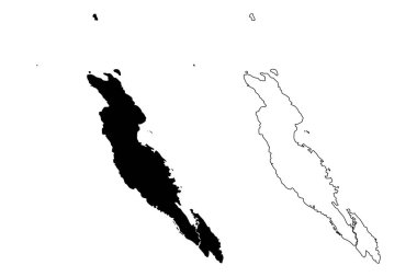 Malaita Eyaleti (Solomon Adaları Eyaletleri, Solomon Adaları) harita vektör çizimi, Güney Malaita (Maramasike) ada haritası