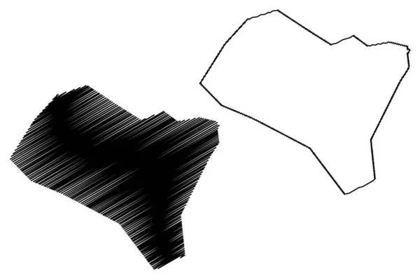 Aktobe City República Cazaquistão Mapa Ilustração Vetorial Esboço Rabiscos Cidade — Vetor de Stock