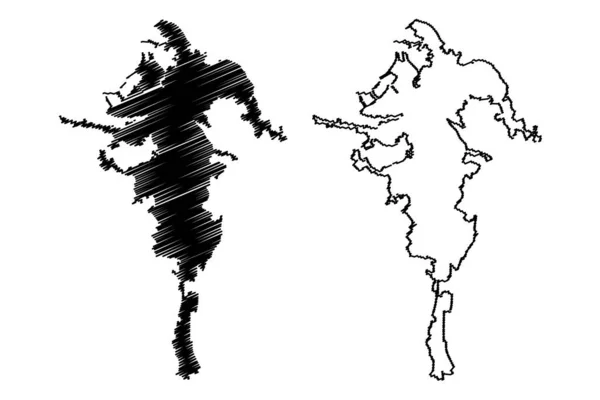 Ανκόνα Σίτι Ιταλία Ιταλία Marche Χάρτη Διανυσματική Απεικόνιση Scribble Σκίτσο — Διανυσματικό Αρχείο