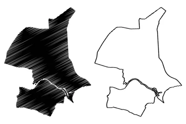 Arnhem City Kingdom Netherlands Holland Gelderland Map Vector Illustration Scribble — 스톡 벡터