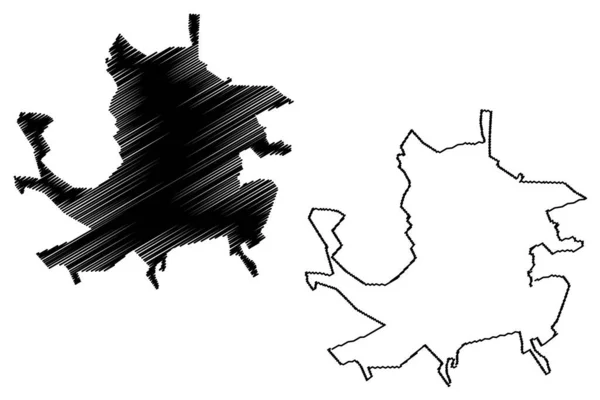 バルティ市 モルドバ共和国 地図ベクトル図 スケッチブック バルティ市 — ストックベクタ