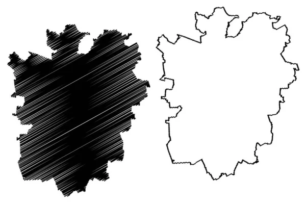 Braunschweig City Förbundsrepubliken Tyskland Niedersachsen Karta Vektor Illustration Klottrad Skiss — Stock vektor