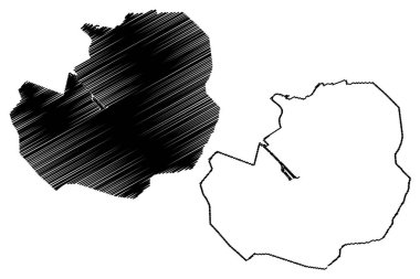 Enschede Şehri (Hollanda Krallığı, Hollanda, Overijssel) harita vektör çizimi, çizim şeması Enschede Şehri