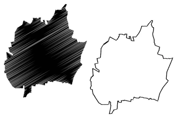 Tschenstochau Republik Polen Woiwodschaft Schlesien Kartenvektorillustration Kritzelskizze Tschenstochau Karte — Stockvektor