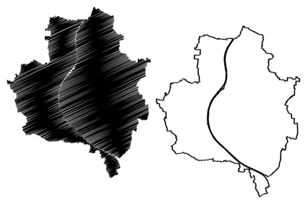 Furth City République Fédérale Allemagne Bavière Illustration Vectorielle Carte Croquis — Image vectorielle