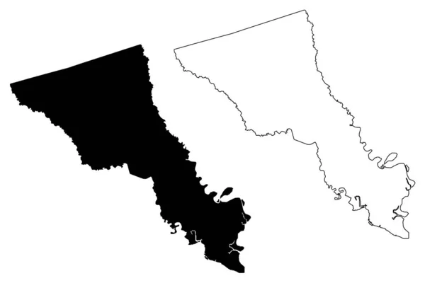 Condado Bryan Georgia County United States America Usa Mapa Vector — Vector de stock