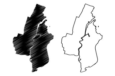 Haarlem Şehri (Hollanda Krallığı, Kuzey Hollanda) harita vektör çizimi, çizim şehri Haarlem haritası