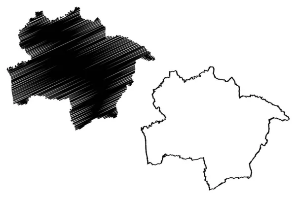 Stadt Hamm Bundesrepublik Deutschland Nordrhein Westfalen Kartenvektorillustration Kritzelskizze Stadtplan Hamm — Stockvektor