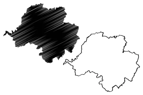 Chemnitz City República Federal Alemanha Saxônia Mapa Vetorial Ilustração Scribble — Vetor de Stock