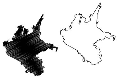 Larissa Şehri (Yunanistan Cumhuriyeti, Yunanistan, Hellas, Teselya) harita vektör çizimi, çizim şehri Larissa haritası