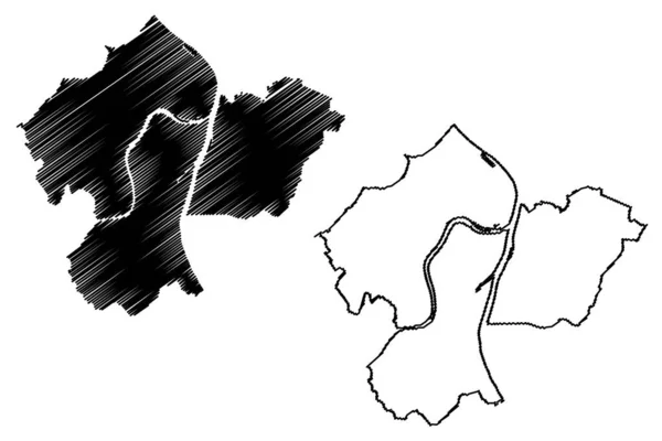 Koblenz City Federal Republic Germany Rhineland Palatinate Map Vector Illustration — 스톡 벡터