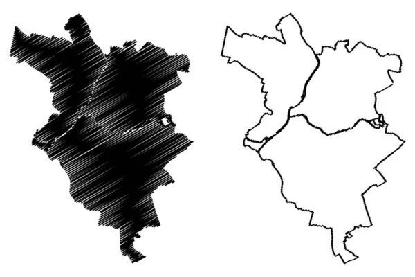 Mans City República Francesa França Mapa Ilustração Vetorial Esboço Rabiscos — Vetor de Stock