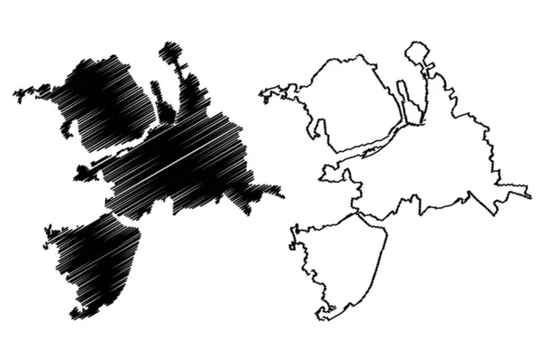 利默里克市 爱尔兰共和国 蒙斯特 地图矢量图解 速写草图利默里克市地图 — 图库矢量图片