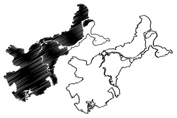 Lubeck City Republika Federalna Niemiec Szlezwik Holsztyn Mapa Wektor Ilustracja — Wektor stockowy