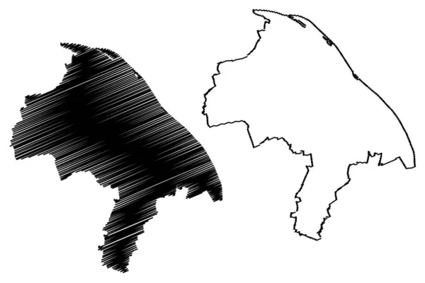 Mainz City Federal Republic Germany Rhineland Palatinate Map Vector Illustration — 图库矢量图片