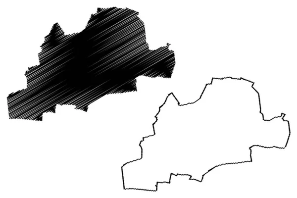 Montreuil City Republika Francuska Francja Mapa Wektor Ilustracja Skecz Bazgroły — Wektor stockowy