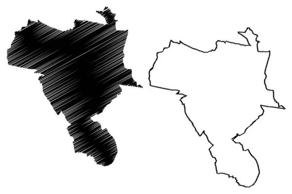 Nimes City República Francesa França Mapa Ilustração Vetorial Esboço Rabiscos — Vetor de Stock