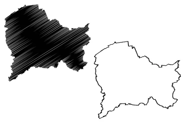 Stadt Paderborn Bundesrepublik Deutschland Nordrhein Westfalen Kartenvektorillustration Kritzelskizze Stadtplan Paderborn — Stockvektor