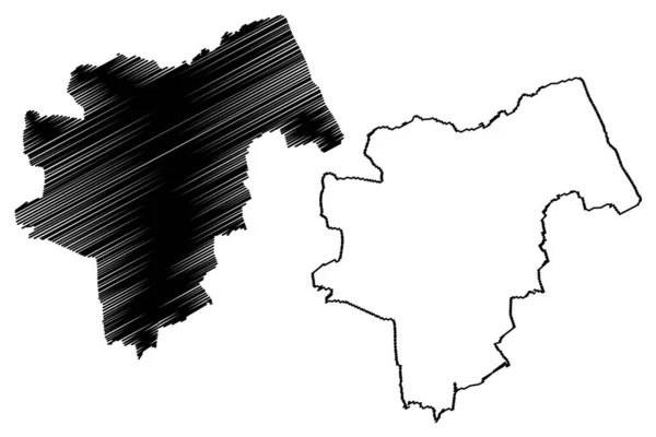 Pecs City Ungern Baranya County Karta Vektor Illustration Klotskiss Stad — Stock vektor