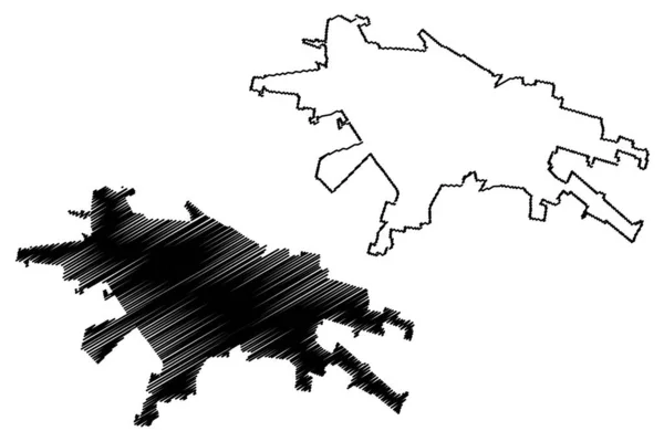 皮亚琴察市 意大利共和国 意大利 埃米利亚 罗马纳 地图矢量图解 素描画的平原城地图 — 图库矢量图片