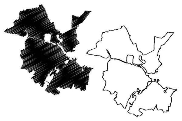 Potsdam City República Federal Alemanha Brandemburgo Mapa Vetorial Ilustração Rabisco — Vetor de Stock