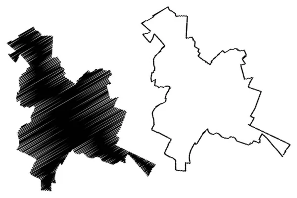 Reims City República Francesa França Mapa Ilustração Vetorial Esboço Rabiscos —  Vetores de Stock