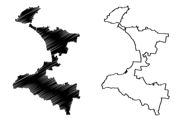 タラント市 イタリア共和国 イタリア プーリア州 地図ベクトル図 スケッチブックタラント市地図 — ストックベクタ