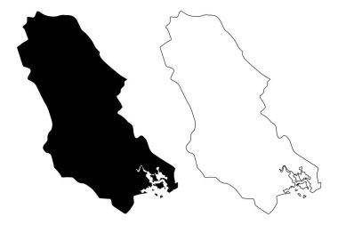 Cetinje Belediyesi (Karadağ, Karadağ Belediyeleri) harita vektör çizimi, eski Kraliyet Başkenti Çetince 'nin (Royal Town) krokisini çiz