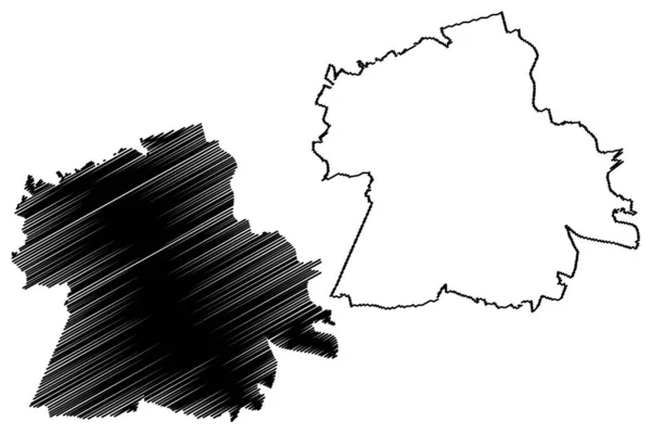 Tychy City República Polônia Voivodia Silesiana Mapa Vetorial Ilustração Rabiscos — Vetor de Stock