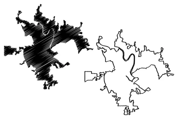 维罗纳市 意大利共和国 意大利 威尼托 地图矢量图解 速写维罗纳市地图 — 图库矢量图片