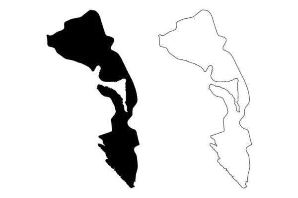 Муниципалитет Котора Монтенегро Муниципалитеты Монтенегро Векторная Иллюстрация Карты Начертательный Эскиз — стоковый вектор