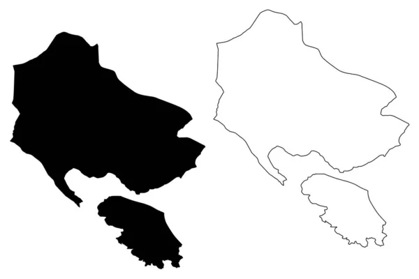 Herceg Novi Municipalidade Montenegro Municípios Montenegro Mapa Ilustração Vetorial Esboço —  Vetores de Stock