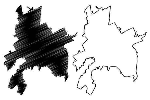 Brasov City Repubblica Romania Mappa Vettoriale Illustrazione Abbozzo Scarabocchio Città — Vettoriale Stock