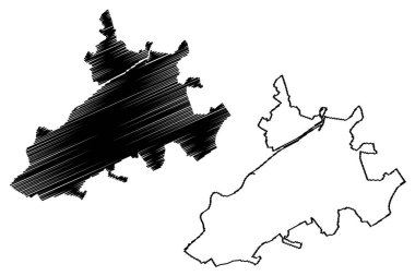 Targu Mures Şehri (Romanya Cumhuriyeti, Mures İlçesi) harita vektör illüstrasyonu, eskiz şehir Targu Mures haritası