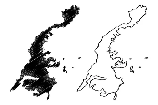 Wladiwostok Stadt Russische Föderation Russland Region Primorje Kartenvektorillustration Kritzelskizze Stadt — Stockvektor