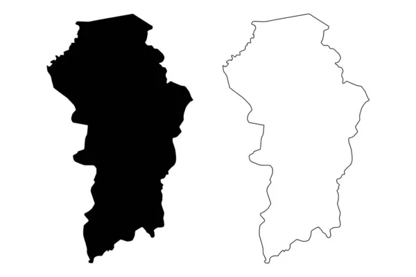 ブロコポンド郡 スリナム スリナム共和国 地図ベクトル図 スケッチブロコポンド郡地図 — ストックベクタ