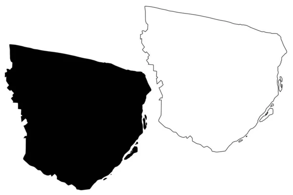 Marowijne District Surinam Republika Surinam Mapa Vektorová Ilustrace Načmáraný Náčrt — Stockový vektor