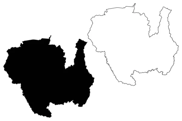 Sipaliwini District Suriname República Suriname Mapa Ilustração Vetorial Rabisco Esboço — Vetor de Stock