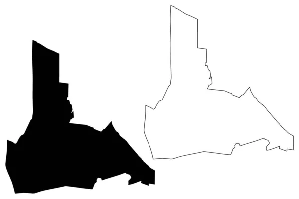 Wanica District Surinam República Surinam Mapa Vector Ilustración Garabato Bosquejo — Vector de stock