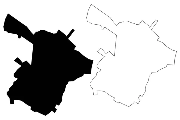 Ganja City República Azerbaiyán Mapa Vector Ilustración Boceto Garabato Ciudad — Vector de stock
