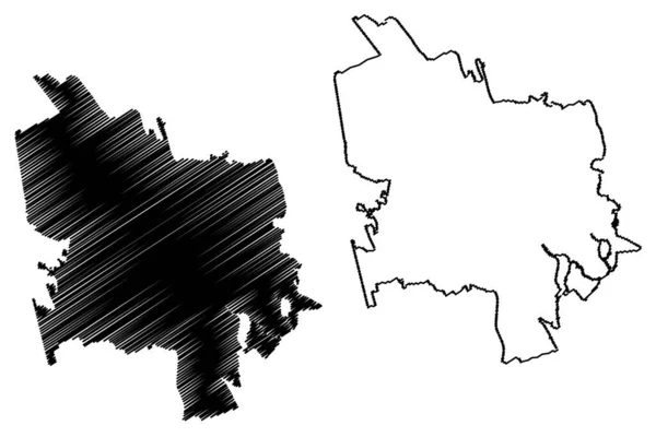 Tambov City Ruská Federace Rusko Mapa Vektorové Ilustrace Čmáranice Mapa — Stockový vektor