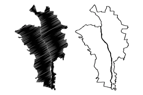 Vladikavkaz City Federação Russa Rússia República Ossétia Norte Alânia Mapa — Vetor de Stock