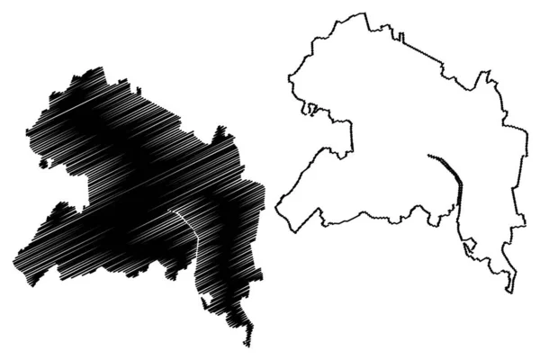Belgorod City Ruská Federace Rusko Mapa Vektorové Ilustrace Čmáranice Mapa — Stockový vektor