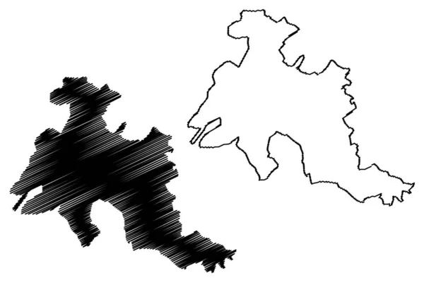 デニズリ市 トルコ共和国 エーゲ海地域 地図ベクトル図 スケッチブック デニズリ市地図 — ストックベクタ