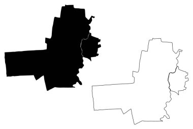 Battambang Şehri (Kamboçya Krallığı, Kamboçya) harita vektör çizimi, çizim şehri Krong Battambang haritası
