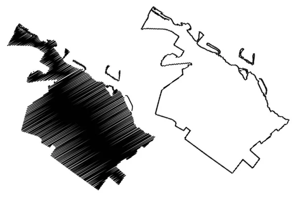 Cherkasy City Ucrânia Mapa Ilustração Vetorial Esboço Rabiscos Cidade Cherkassy — Vetor de Stock