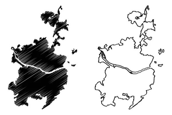 Векторная Иллюстрация Карты Города Кемерово Российская Федерация Россия Начертательный Эскиз — стоковый вектор